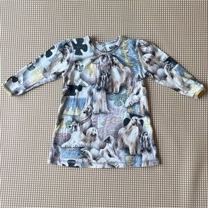Molo Afghan Hound dog print long sleeve dress. Size 80